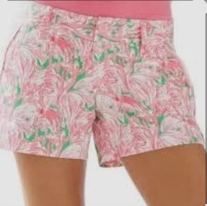 LILLY PULITZER SIZE4 Floral Pink and Green Women's Shorts Used, Gread Condition.